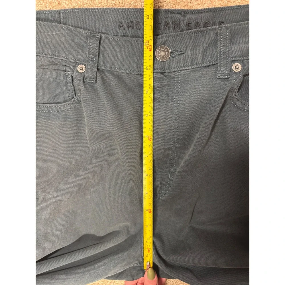 American Eagle Mom Jeans Ne(X)t Level Stretch Green Size‎ 12 X-Long Denim